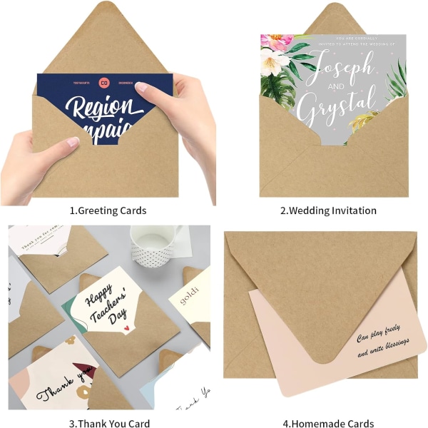 10 Konvolutter, A4 Brun Invitation Envelope (Dobbelt Klæbebånd