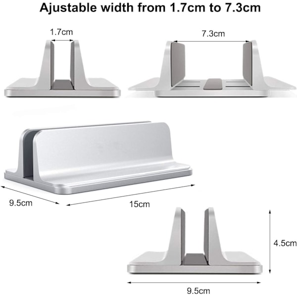 Vertikalt Laptopställ, Vertikalt Stativ för Skrivbord med Justerbar Dockstorlek, Laptopställ Kompatibelt med Alla