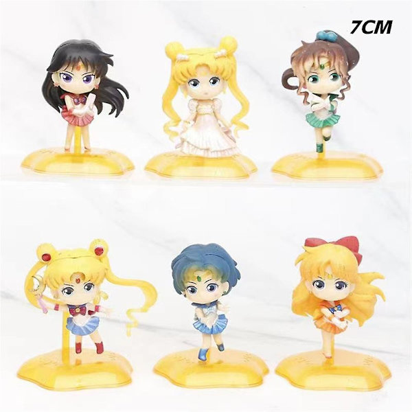 6 stk. Sailor Moon figurlegetøj søde piger mini actionfigurer børn fødselsdagsgaver 6 stk.