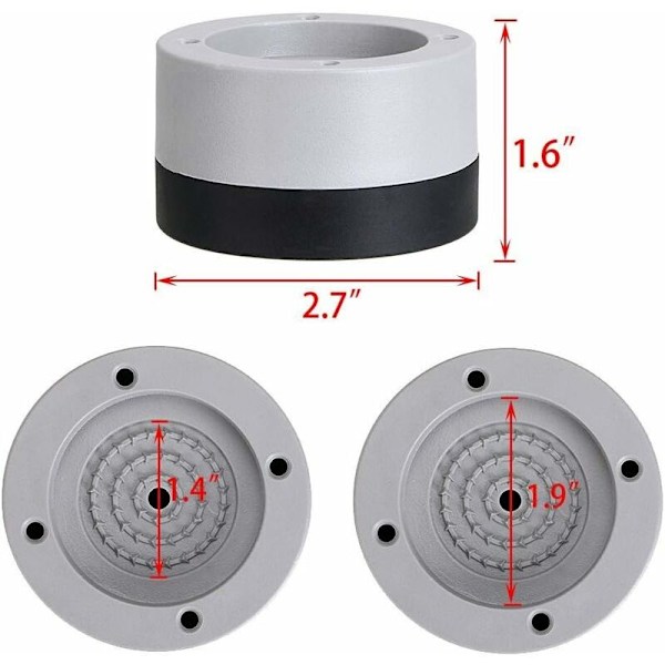 Pakke Antivibrasjonsputer Antivibrasjonsputer Universal Vaskemaskin Fot Stabilisator Base for Vaskemaskin Ref