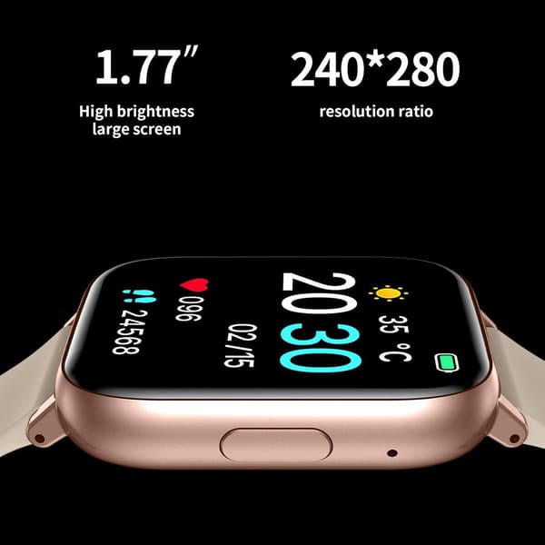 Smartklocka för Män Kvinnor (Svara/Ring Samtal), HD 1.77\" för Android iOS (Beige)