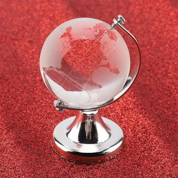 En 3D Kristallkula Globe, mini transparent glaskula, rund