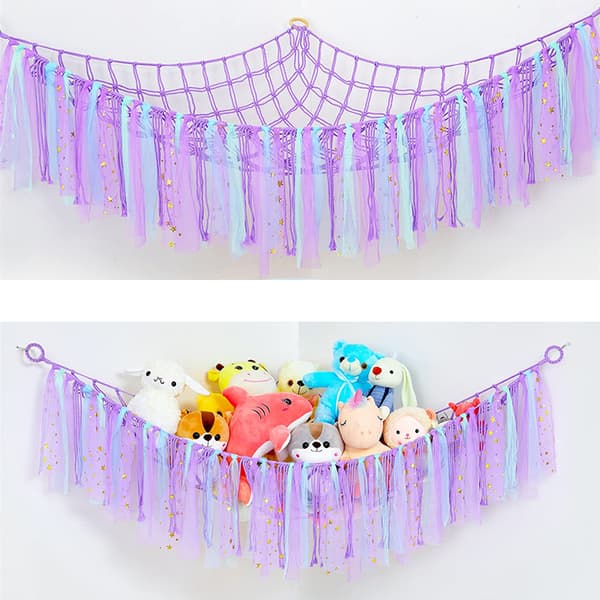 Net Hammock til Fyldte Dyr 59*39.3*39.3 Tommer (Lilla) -
