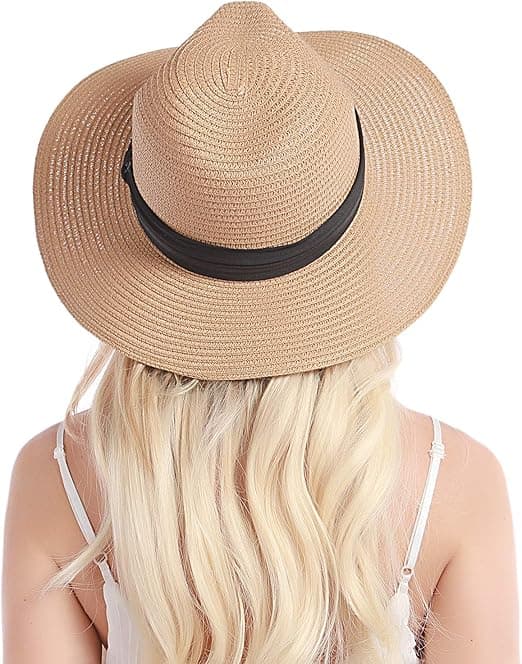 Sæt af 2 (khaki + beige) kvinders stråhat - strandhat - sommer