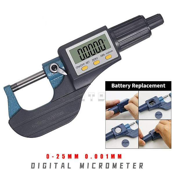 Elektronisk mikrometer Mikrometer Veggtykkelsesmikrometer Digitalt mikrometer 0-25mm 0.001MM