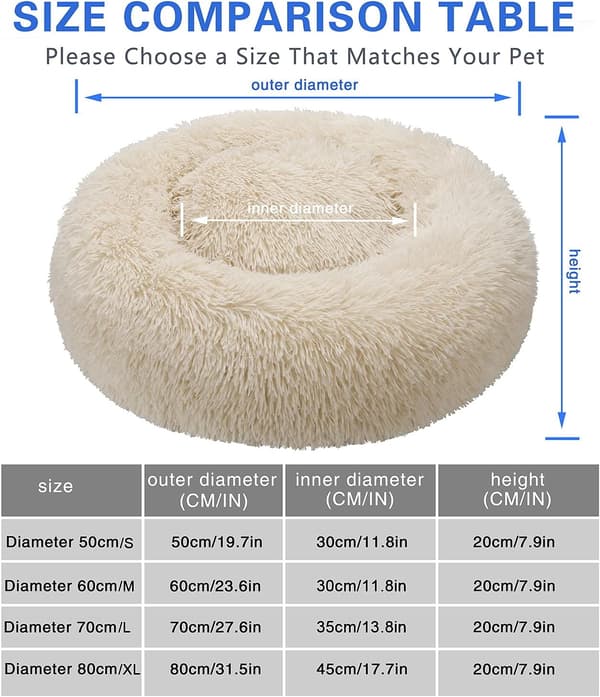 Rund Hundebed Kattepude Donut Bed, Hundebed til Katte,