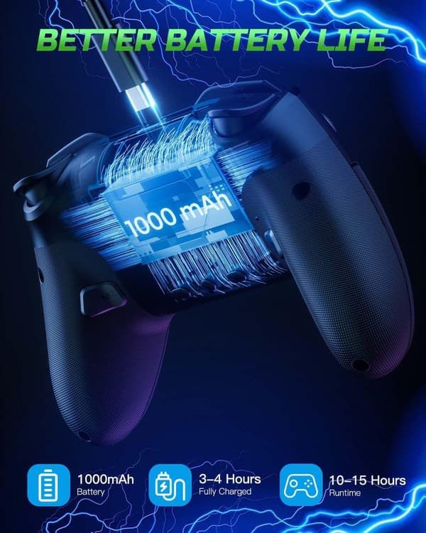 Switch Controllere Kompatible med Switch/Lite/OLED/Windows, 1000 mAh Programmerbar RGB Flash LED, Trådløs Pro Controller med One Key Pairing Vibration