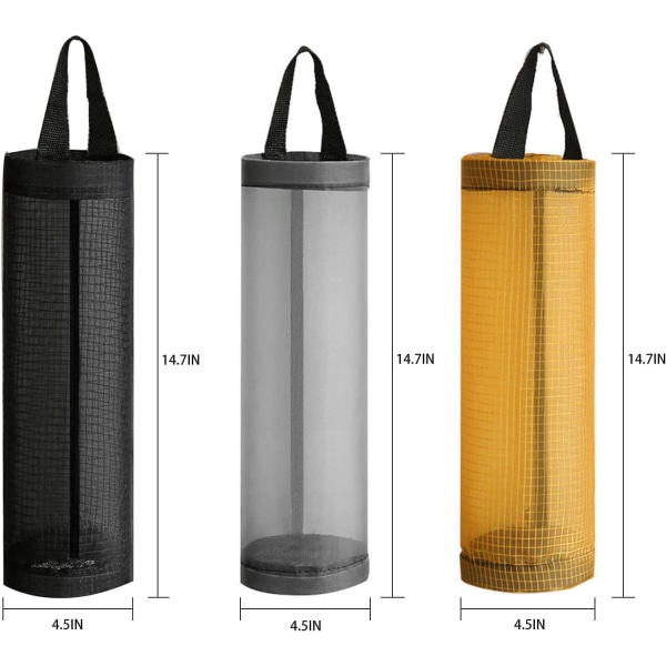 3pcs Garbage bag storage bag, plastic bag, hanging mesh bag,