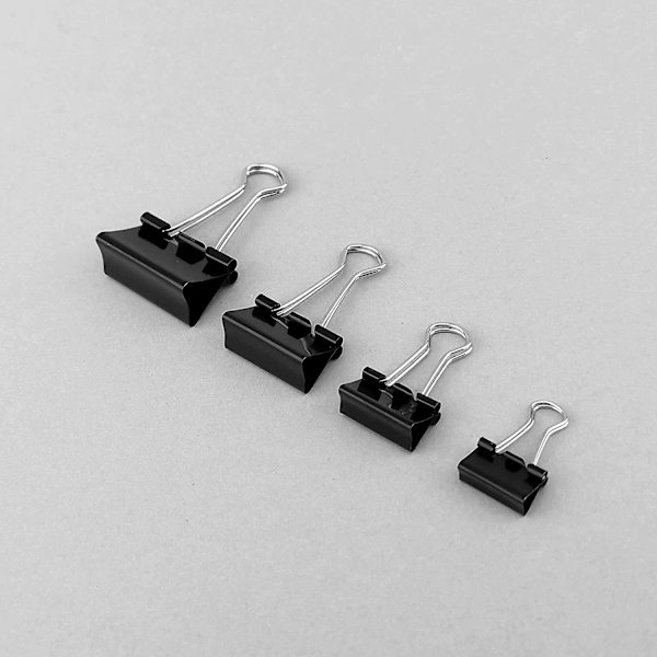 48-pack dokumentklämmor 15/19/25/32mm 4x12 | Multifunktionell klämma | Svart