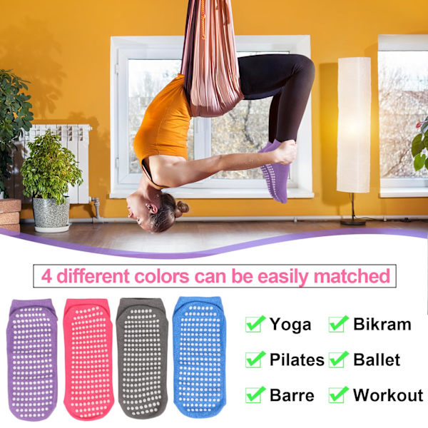 4 par icke-halkskyddande yogas strumpor Pilates strumpor för män och kvinnor