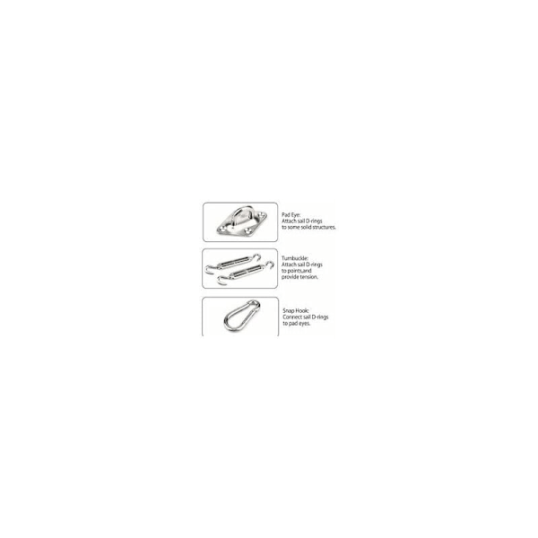 Solseil monteringssett, solseil monteringssett, solseil montering, trekant og firkant, rektangel montering, marine grade 316 rustfritt stål (M5 24-deler)