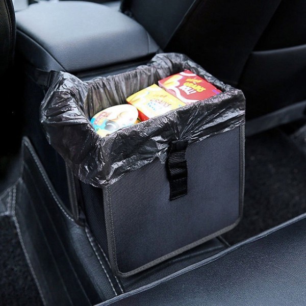 1 black car trash can portable hanging trash basket car back