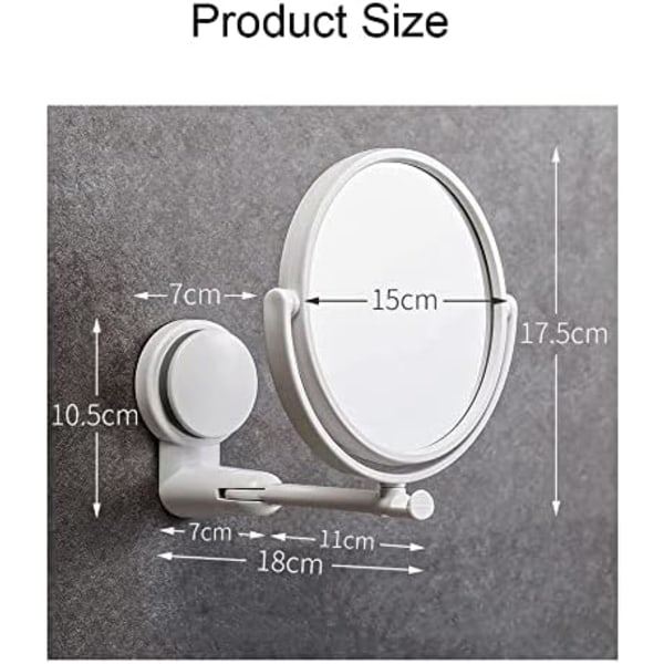1 hvid sugekop vægspejl badeværelsesspejl kosmetikspejl