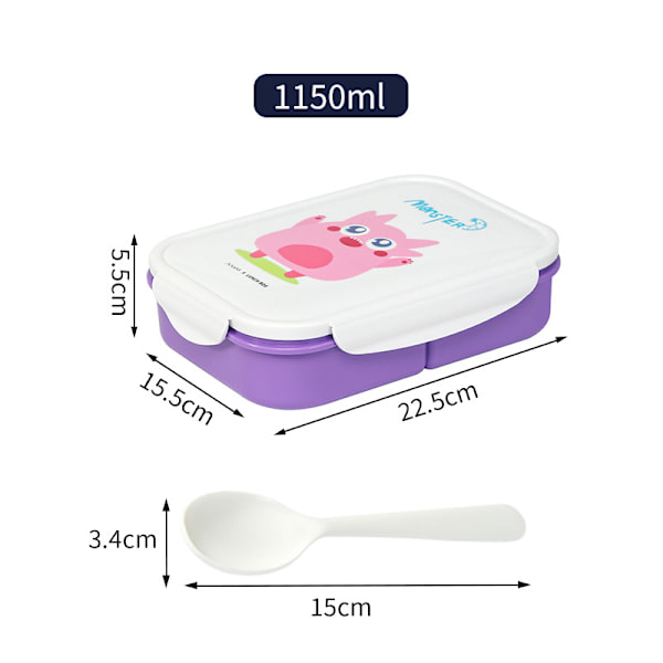 Ideell lekkasjesikker matboks for barn, mors valg matboks for barn, ingen BPA og ingen kjemiske fargestoffer, mikrobølgeovn og oppvaskmaskin trygg matboks (lilla-hvitt lokk M)
