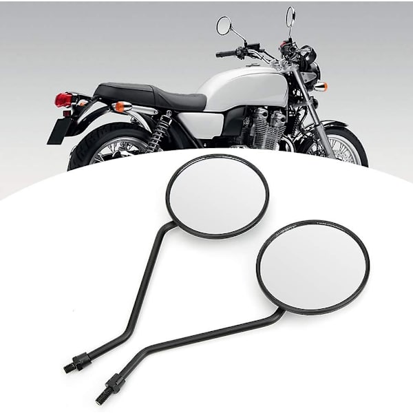 2 stk. 10mm motorcykel bakspejl, universal runde sidespejle motorcykel styr spejl