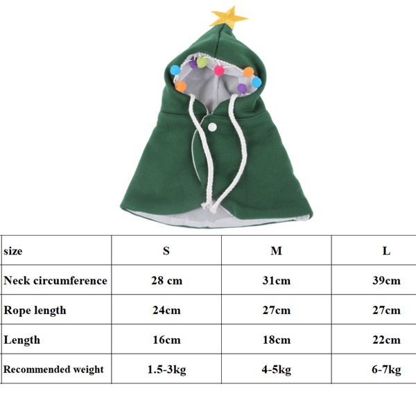 Julekostume til kæledyr, hvalpekappe til jul, til katte og små hunde