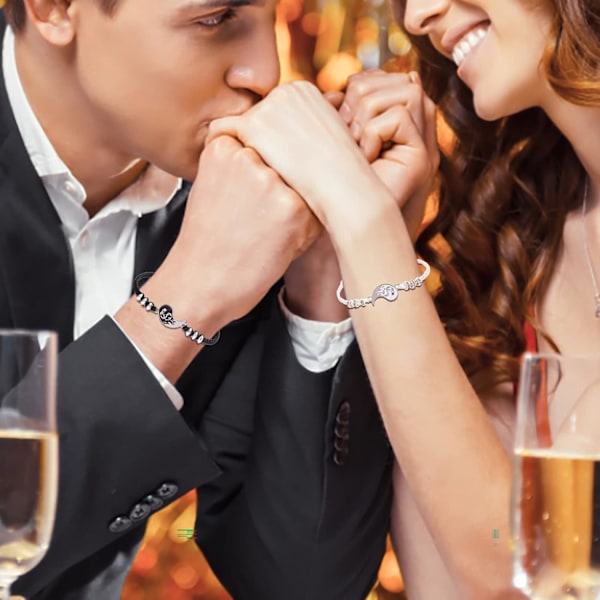 Lenkearmbånd for kvinner og menn, bestevenn-armbånd, 2 matchende Yin og Yang justerbare tauarmbånd for vennskap