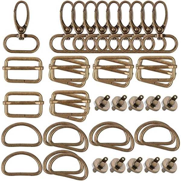 40 stk Metall Tri-Glide Spenne + D-formede Ringer + Svingbare Kroker + Ma