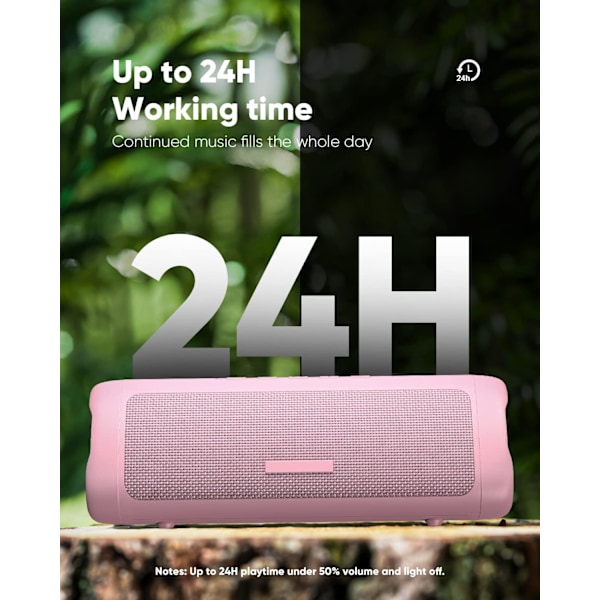 Bluetooth-høyttaler med HD-lyd, bærbar trådløs, IPX5 vanntett, opptil 24 timers spilletid, TWS-paring, BT5.3, Fo