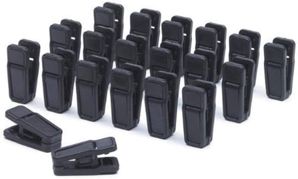 20 Klesklyper Robuste Slanke Svarte Klem Plastklips for