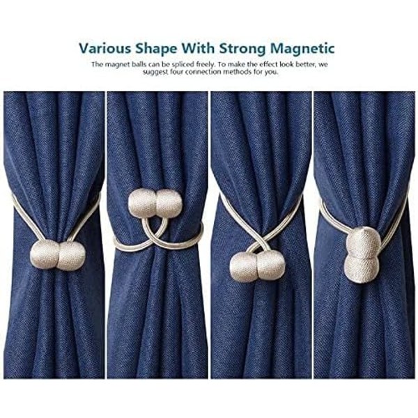 Magneettiset Verhokukat (2 kpl, Harmaa), Kiinteä Kudottu Kukanpidike