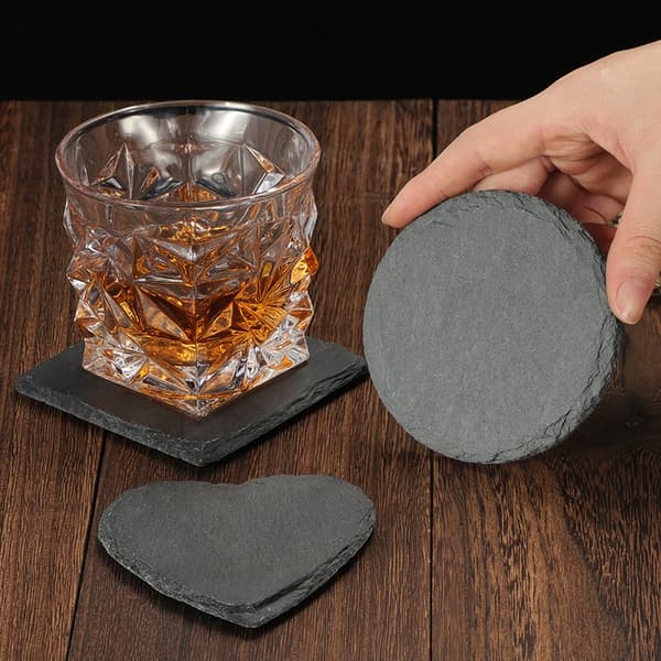 Diameter 10cm skifer coasters (5 stk.) - dekorativ skifer