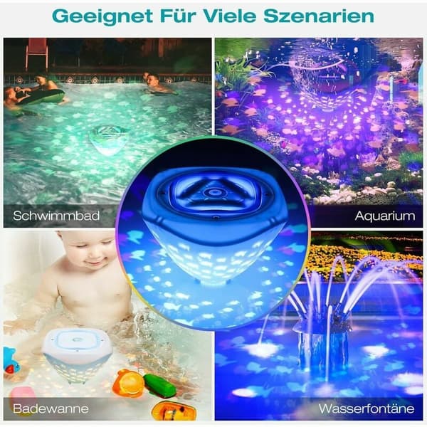 Pool Lights, Underwater Bathtub Light with Fish Projection, Float
