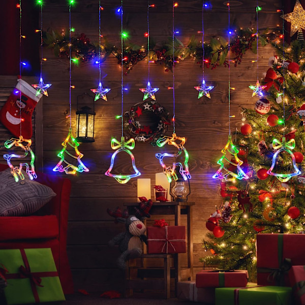 Julepynt, Julevindulys, 138 LED Multicolor Lyslenke Fjernkontroll 8 Blinkende Moduser Ledningsdrevet
