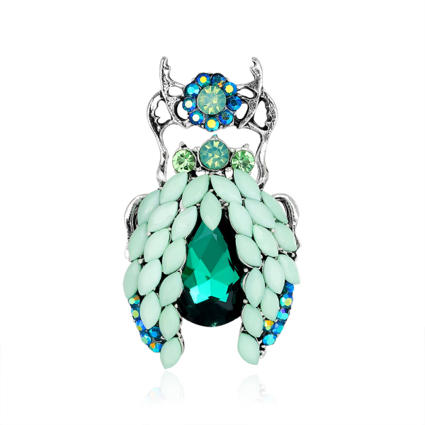 1st Rhinestone brosch mode diamantnålar Beetle brosch grön