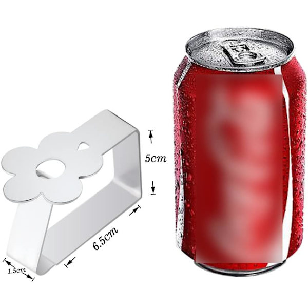 Blommönster bordsduksklämmor, set om 8, silver rostfritt stål