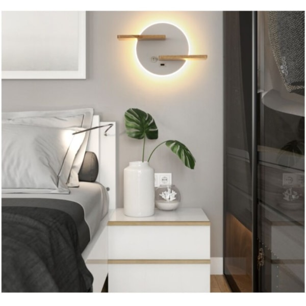 Sandvit 30*19*12CM LED vägglampa för inomhusbruk med USB-port modern