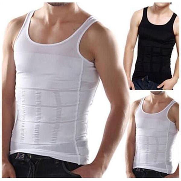 （M）Mænds 1 stk. Slankende Flat Belly Usynlig Skjorte Abdo Slankende
