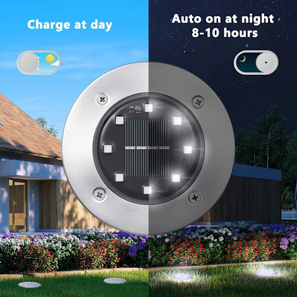 Solcellslampa för utomhus, 12-pack 8 LED solcellslampa, trädgårdsgolv
