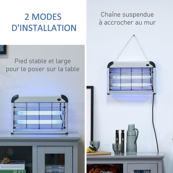 1 stk UV-lampe insektmiddel elektrisk flueafvisende 20W mørk