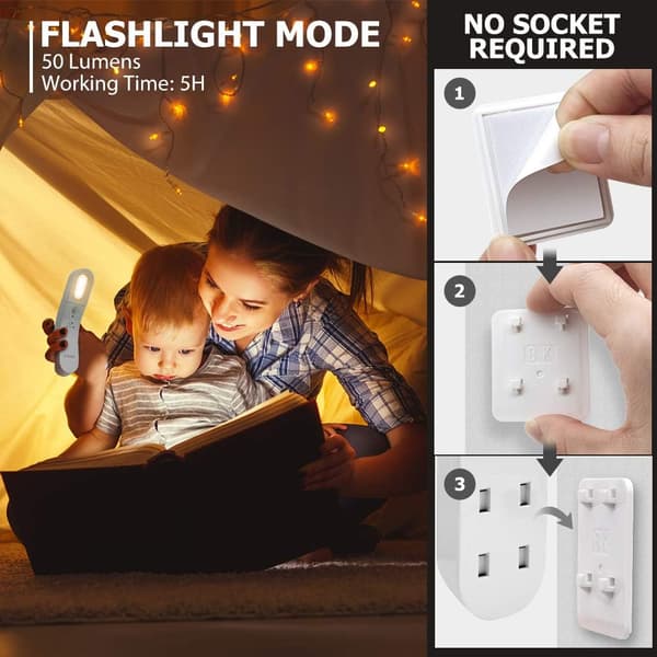 Ladesbar LED nattlys, multifunksjonelt nattlys for barn
