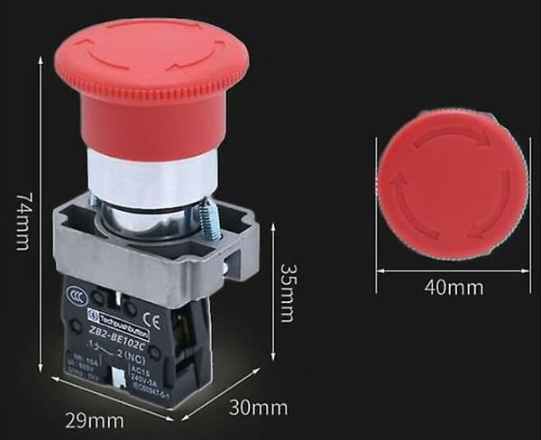 Nödstoppsknapp med låssystem för 22 mm hål