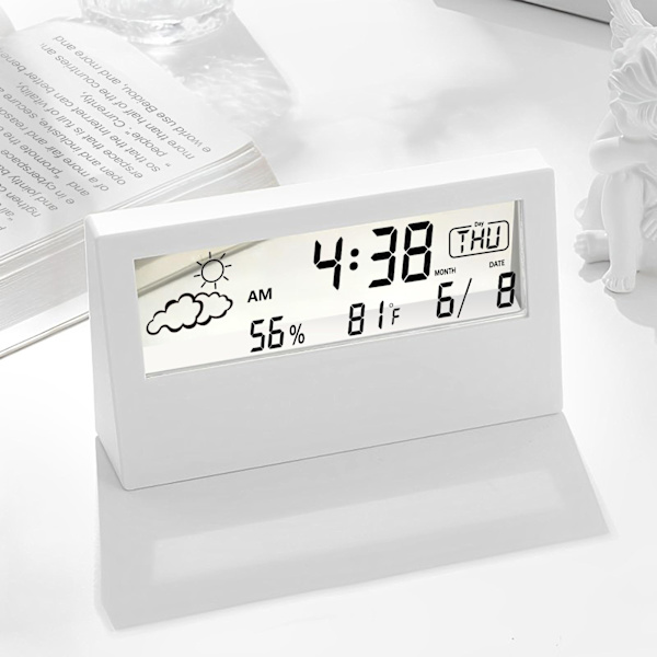 Digital vækkeur med transparent moderne design