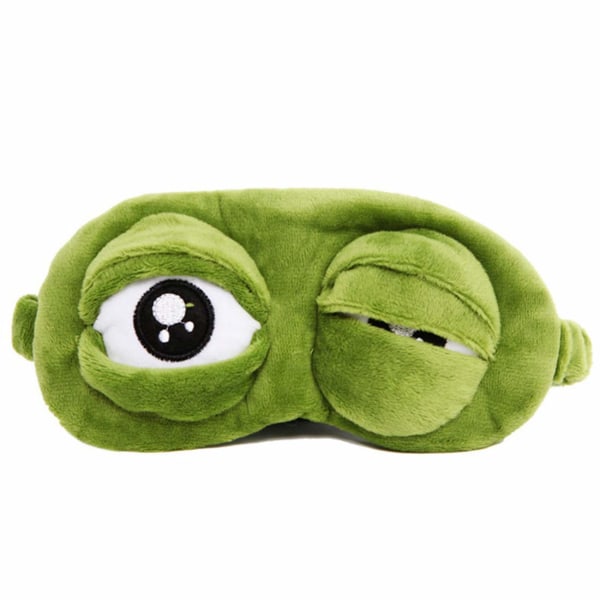 Söt grön groda med rolig ögonmask