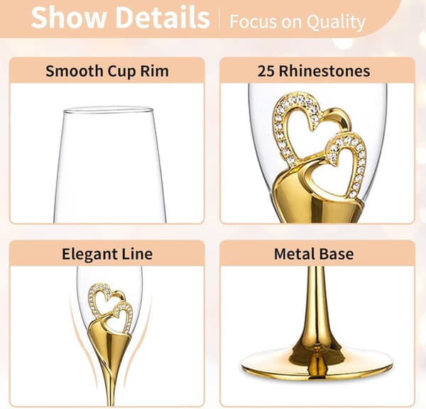 1 Set (2 st) Premium Champagne-glas, Bröllop/Festsamtal,