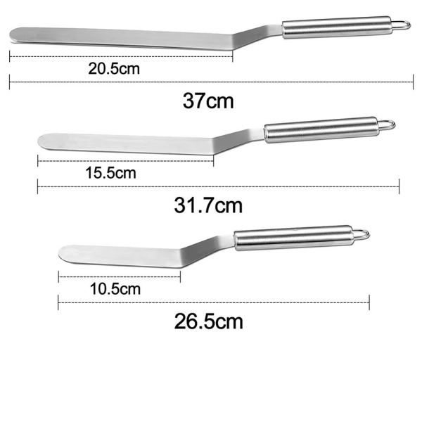 Set of 3 Angled Pastry Spatula, Stainless Steel Spatula,