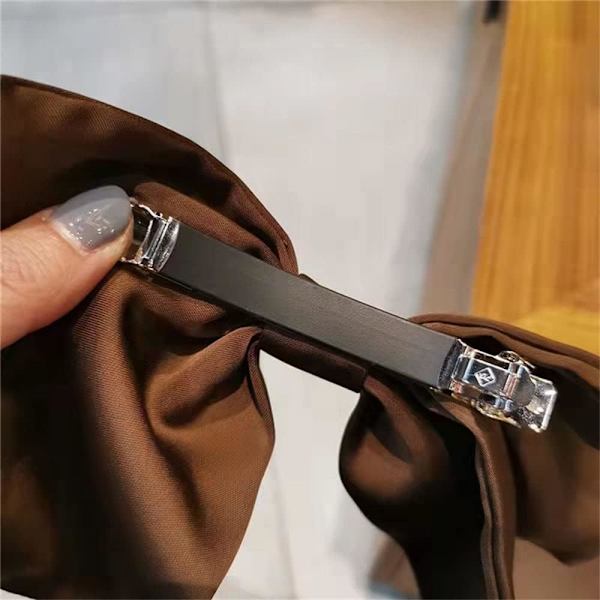 Stor Hårklips til Kvinder Sort Satin Barrettes med Sløjfe Elegant