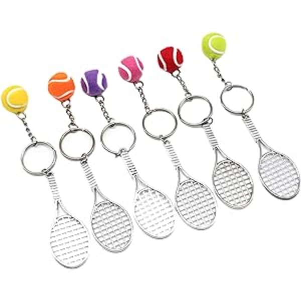 6 stk nøkkelringer, tennisracket nøkkelring, nøkkelring rask utløsning