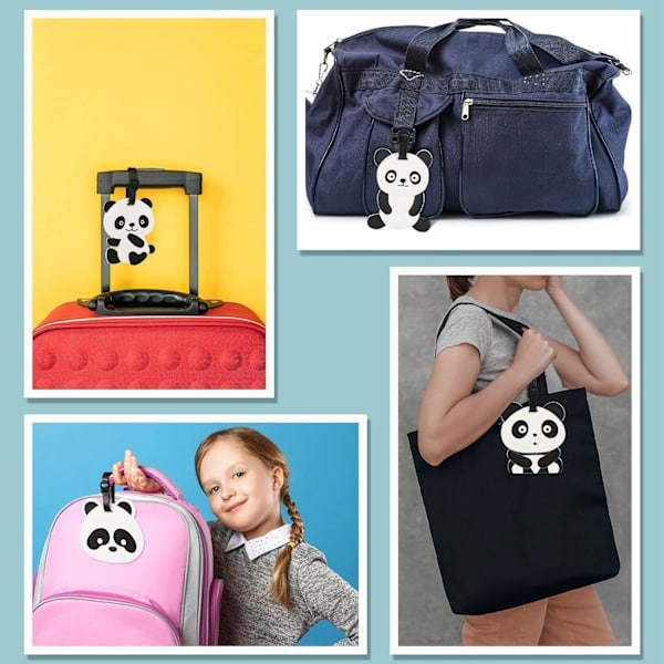 4 stycken bagagetaggar, söta pandabagagetaggar, silikon