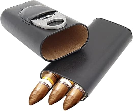 1 stk. Sort Cigar Læder Humidor, Bærbar Læder Cigar