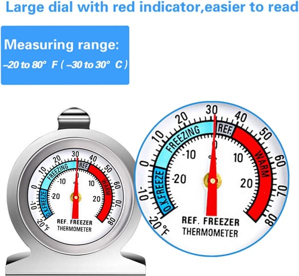 6 stk. Store Dial Rustfrit Stål Temperatur Køleskabstermometer