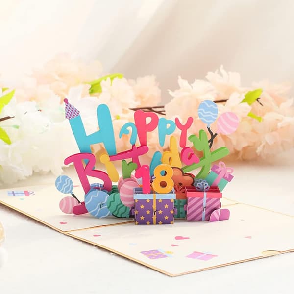 Gratulasjonskort til bursdag, 3D Pop Up-kort, DIY kan endres