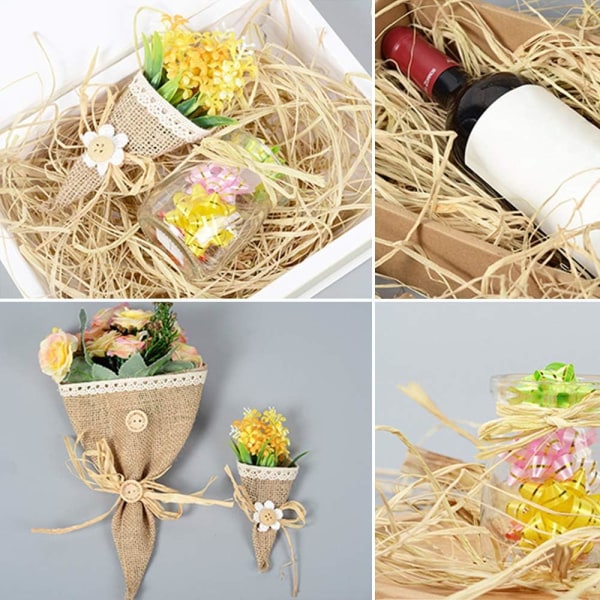 6 stycken naturlig raffia för floristbuketter, dekorativa hantverk,
