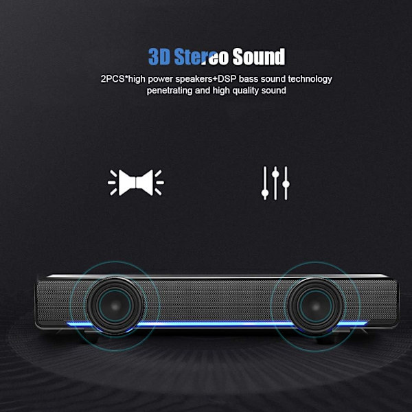 USB-högtalare, Mini Lättviktig Trådbunden Stereo PC-högtalare LED