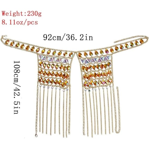 1 stk (gull) Boho Kroppkjede Gull Glitter Akryl Kjeder Topp Strand
