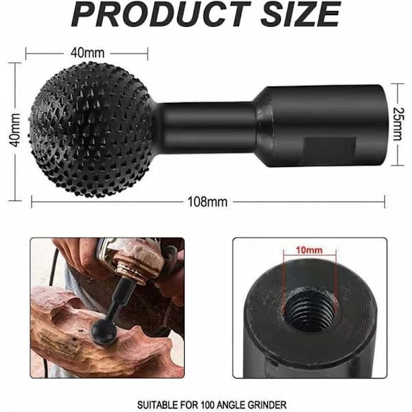 10 mm roterande sfärisk fräs, trä slip huvud för trä